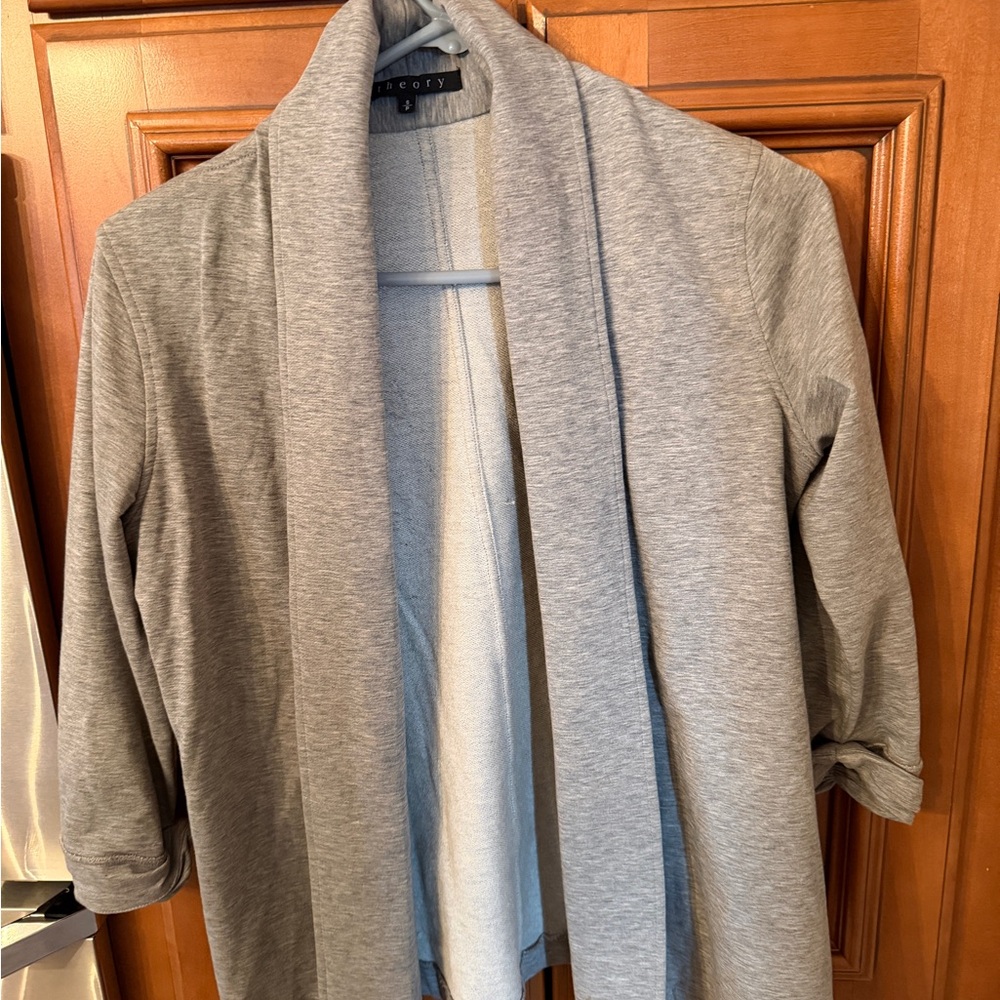 Theory Light Gray Open Front Cardigan